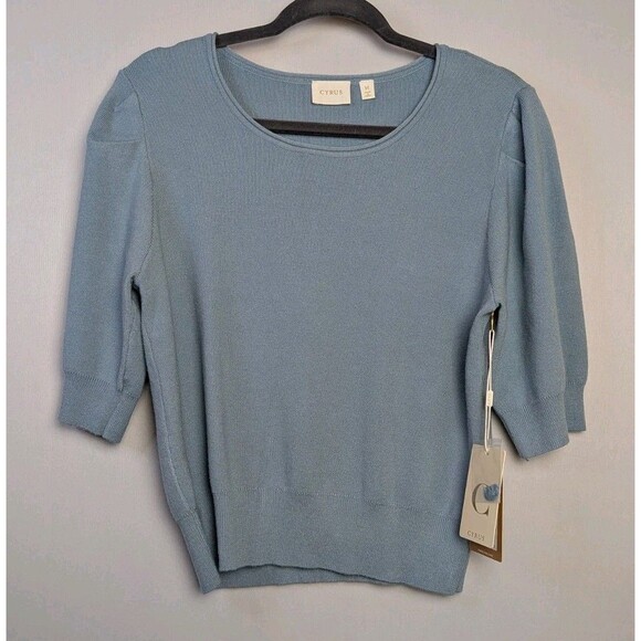 Cyrus Sweaters - Cyrus Women's Size M Blue Puff Sleeve Sweater Cropped Short New NWT